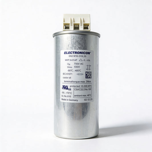 ELECTRONICON E62.R16-233L30 E62-3ph Heavy Duty Three Phase AC Filter Capacitor, 23µF, 1200V AC