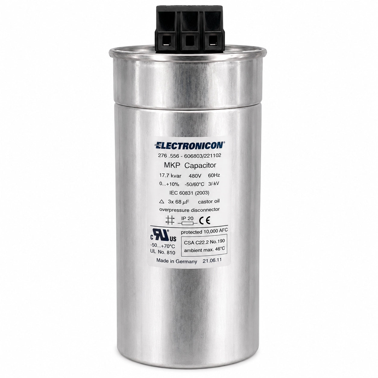 ELECTRONICON 276.556-606803/221102 MKP Capacitor, 17.7 kvar, 480V