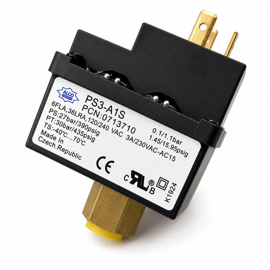 Emerson ALCO PS3-A1S Pressure Control Switch, 0.1/1.1 bar Low Pressure, 0713710