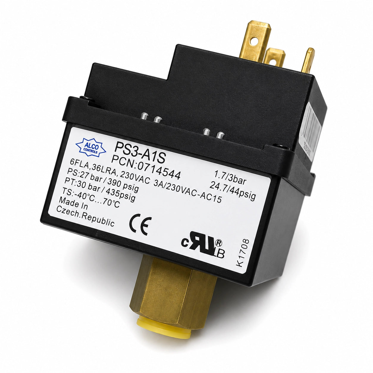 Emerson ALCO PS3-A1S Pressure Control Switch, 1.7/3 bar Low Pressure, 0714544