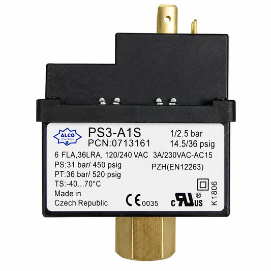 Emerson ALCO PS3-A1S Pressure Control Switch, 1/2.5 bar Low Pressure Range, 0713161