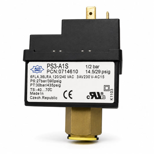 Emerson ALCO PS3-A1S Pressure Control Switch, 1/2 bar Low Pressure Range, 0714610
