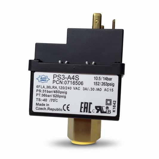 Emerson ALCO PS3-A4S / 0716506 PS3 Series Dual Pressure Switch, 10.5/14 bar, SPDT