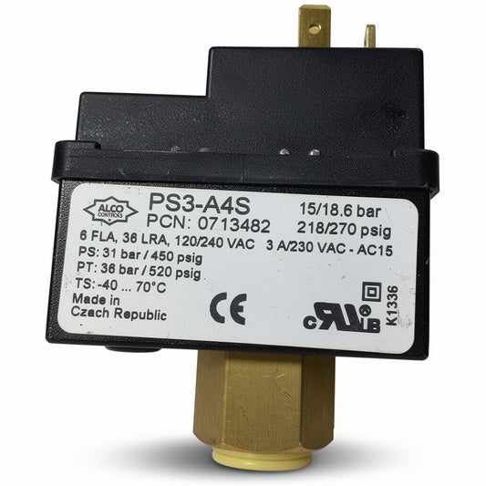 Emerson ALCO PS3-A4S Dual Pressure Switch, 15/18.6 Bar, PCN 0713482