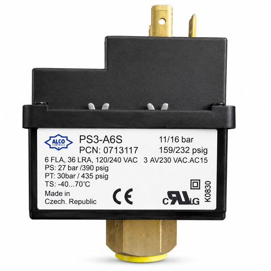 Emerson ALCO PS3-A6S Pressure Control Switch, 11/16 bar High Pressure, 0713117