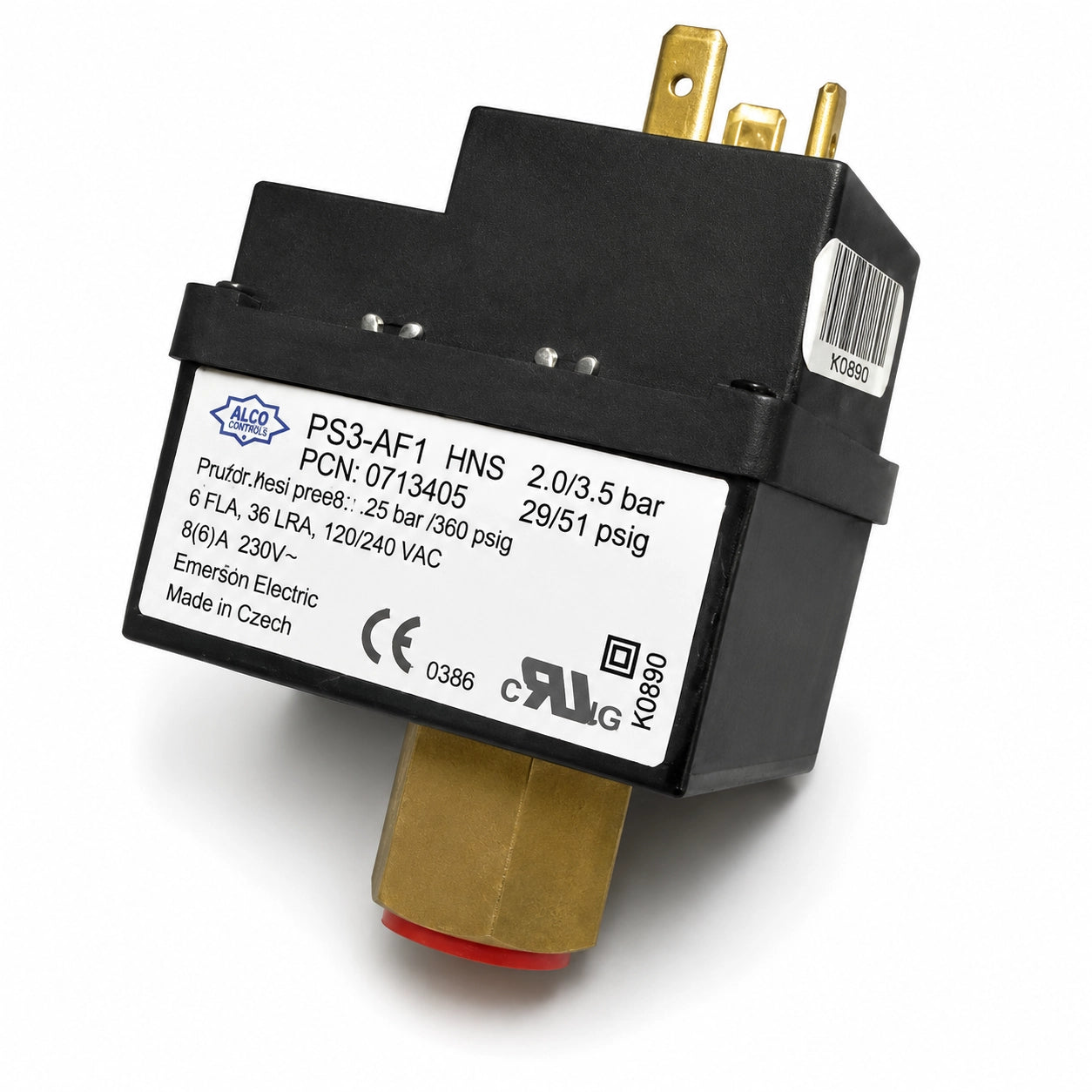 Emerson ALCO PS3-AF1 HNS Pressure Control Switch, 2.0/3.5 bar Low Pressure, 0713405