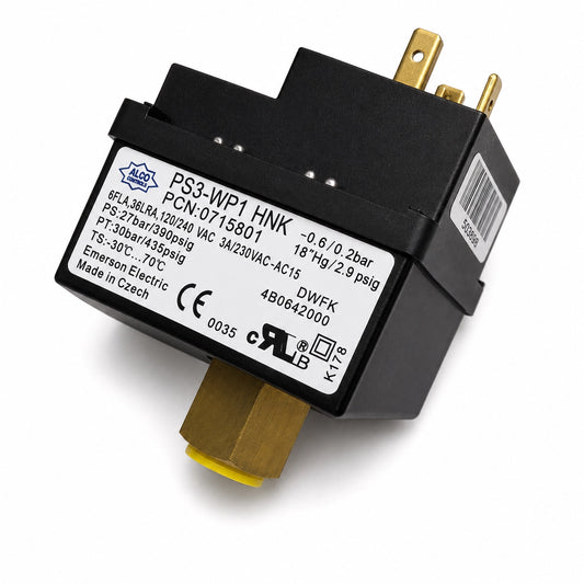 Emerson ALCO PS3-WP1 HNK Pressure Control Switch, -0.6/0.2 bar Low Pressure, 0715801