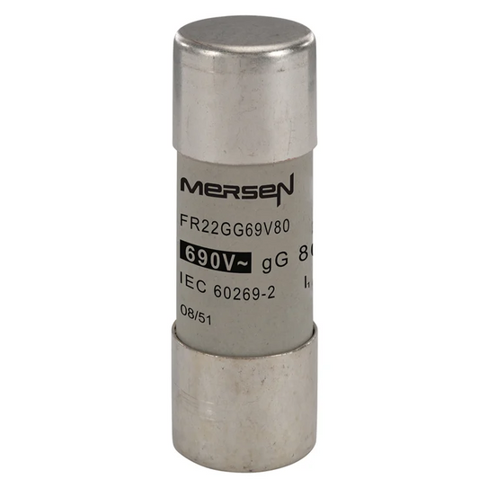 Mersen FR22GG69V80 22x58 gG Ferrule Fuse-Link - 690 VAC 80 A - Product Image