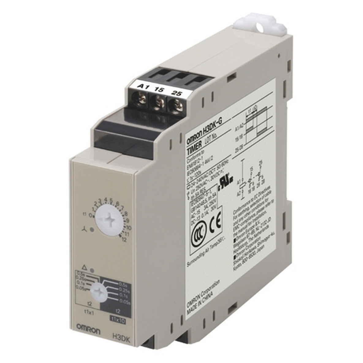 Omron H3DK-G AC/DC24-240 Star-delta Timer - Dual SPDT Output - Perspective View