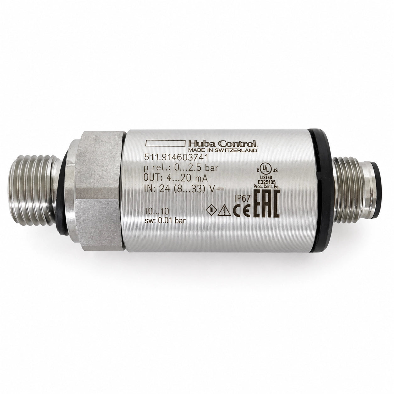 Huba Control 511.914603741 Pressure Sensor Transmitter, 0-2.5 bar, 4-20 mA