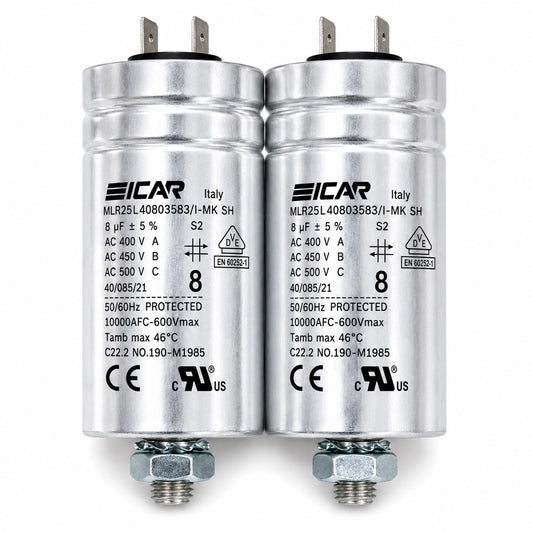 ICAR MLR25L40803583 Motor Run Capacitor - 8 µF 450V AC - Product Image