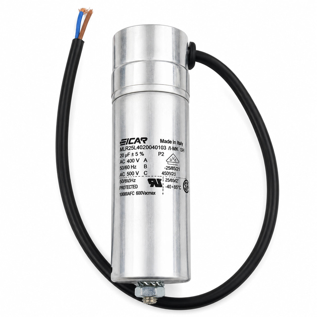 ICAR MLR25L40803583 Motor Run Capacitor, 8 µF, 450V AC Class S2