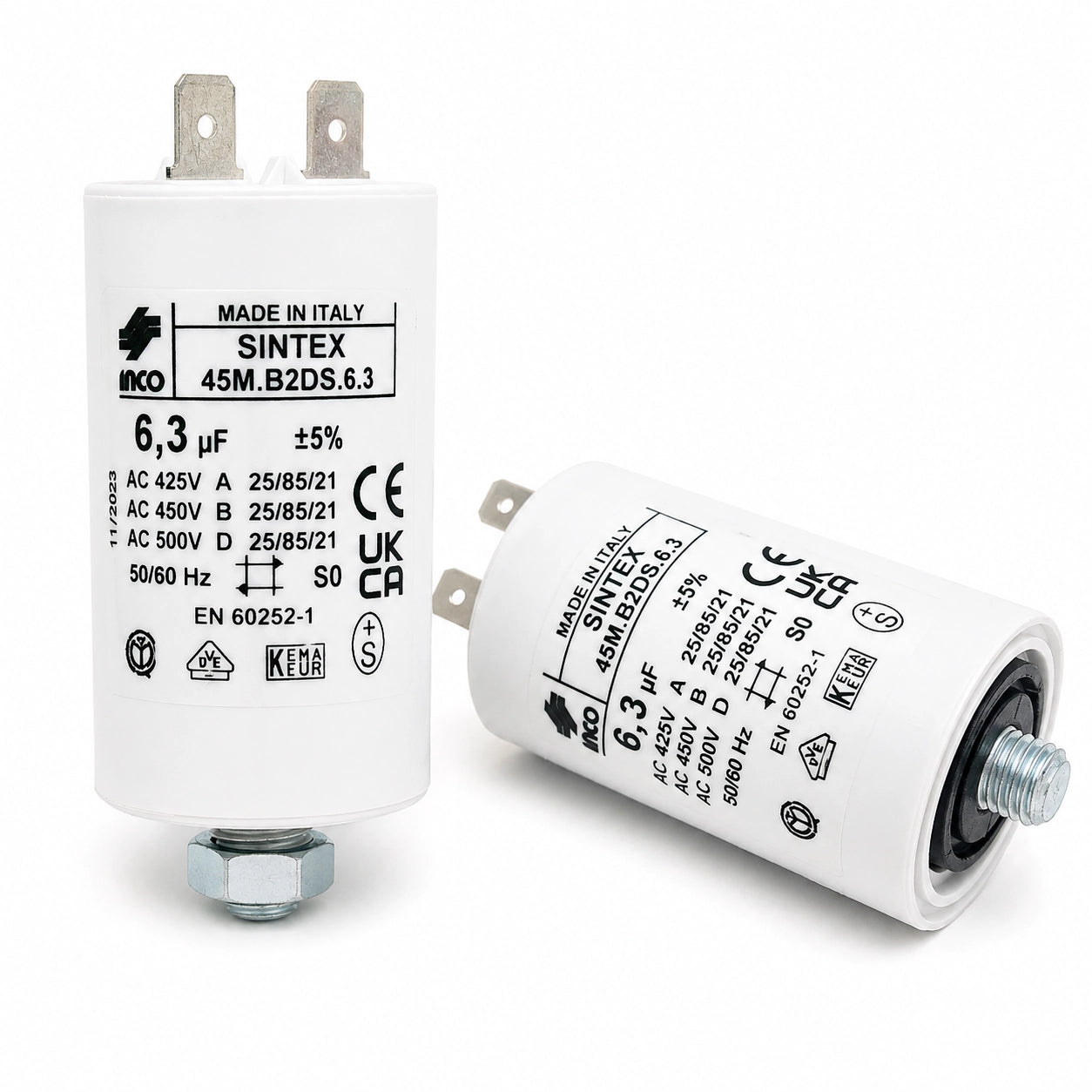INCO 45M.B2DS.6.3 AC Capacitor, 6.3 µF ±5%, 425/450/500 VAC