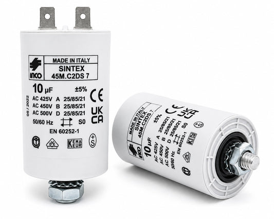 INCO 45M.C3DS.10 Motor Running Capacitor, 10 µF ±5%, 425/450/500 VAC