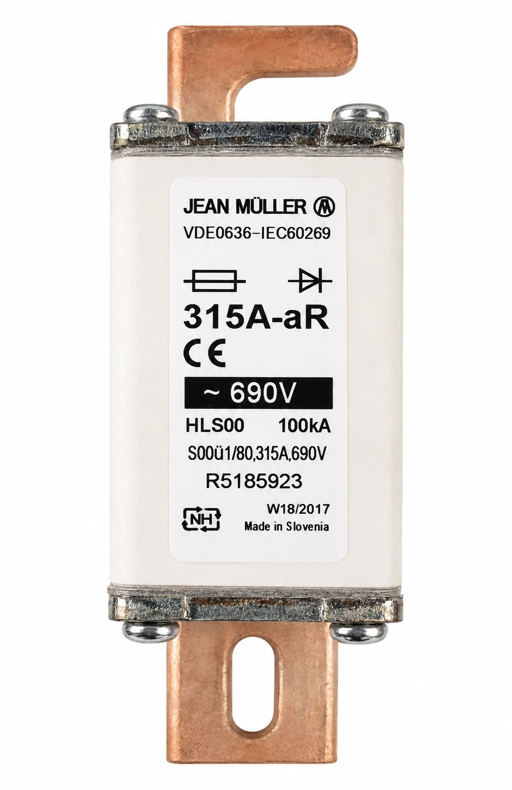 JEAN MÜLLER R5185923 High-Speed Semiconductor Fuse, 315 A, 690 VAC