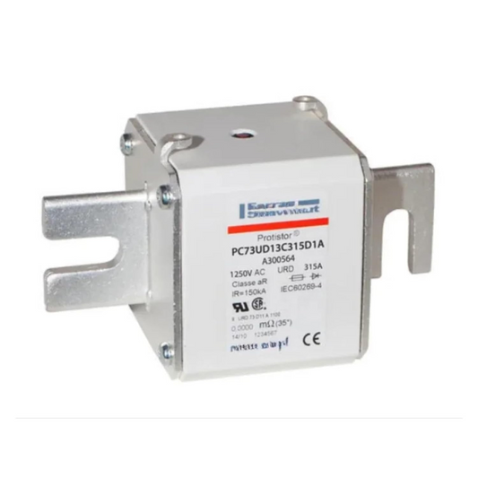 Mersen PC73UD13C315D1A Protistor Size 73 aR Semiconductor Fuse - 315A 1250VAC 126kA - DIN110 Blade Terminals