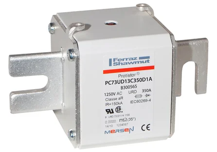 Mersen PC73UD13C350D1A Protistor Size 73 aR Semiconductor Fuse - 350A 1250VAC 126kA - DIN110 Blade Terminals