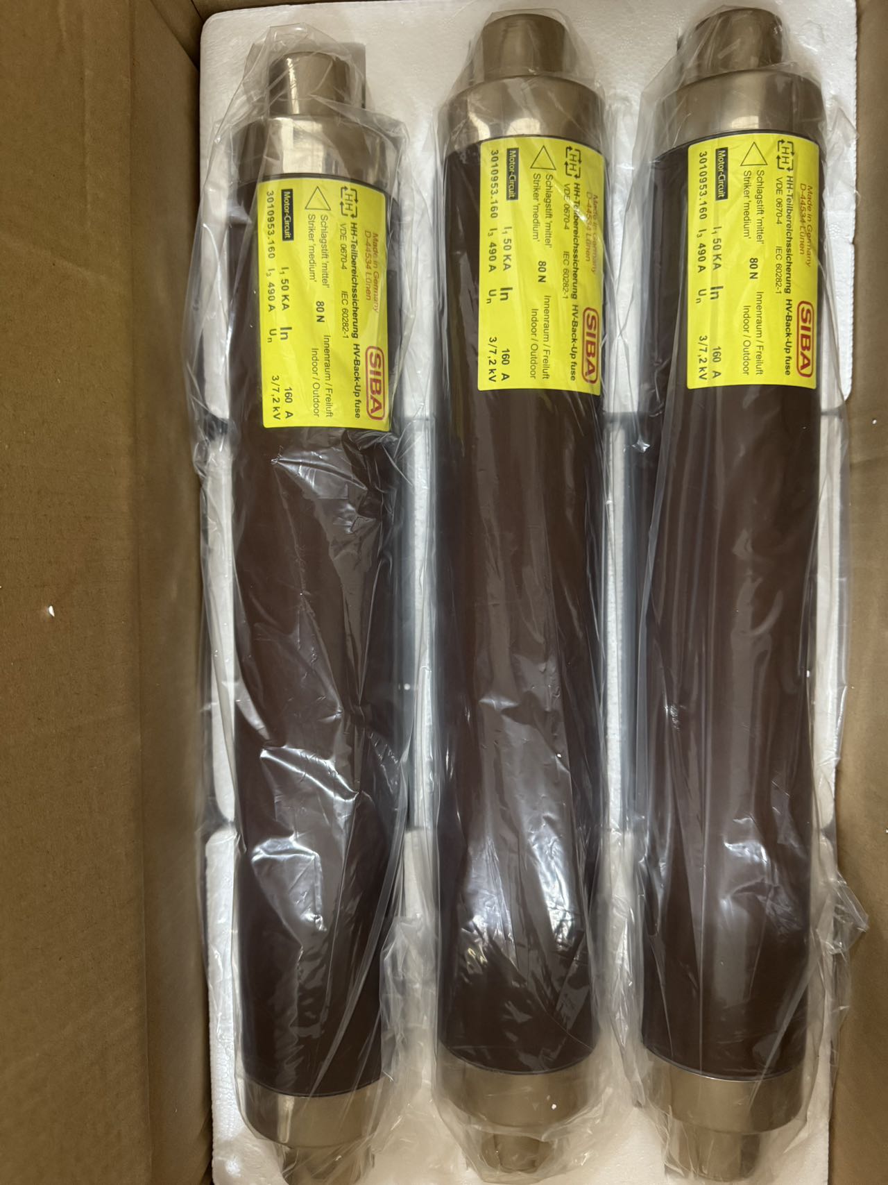 SIBA 3010953.160 HHDM-BM High Voltage Motor Fuse, 160A, 7.2kV