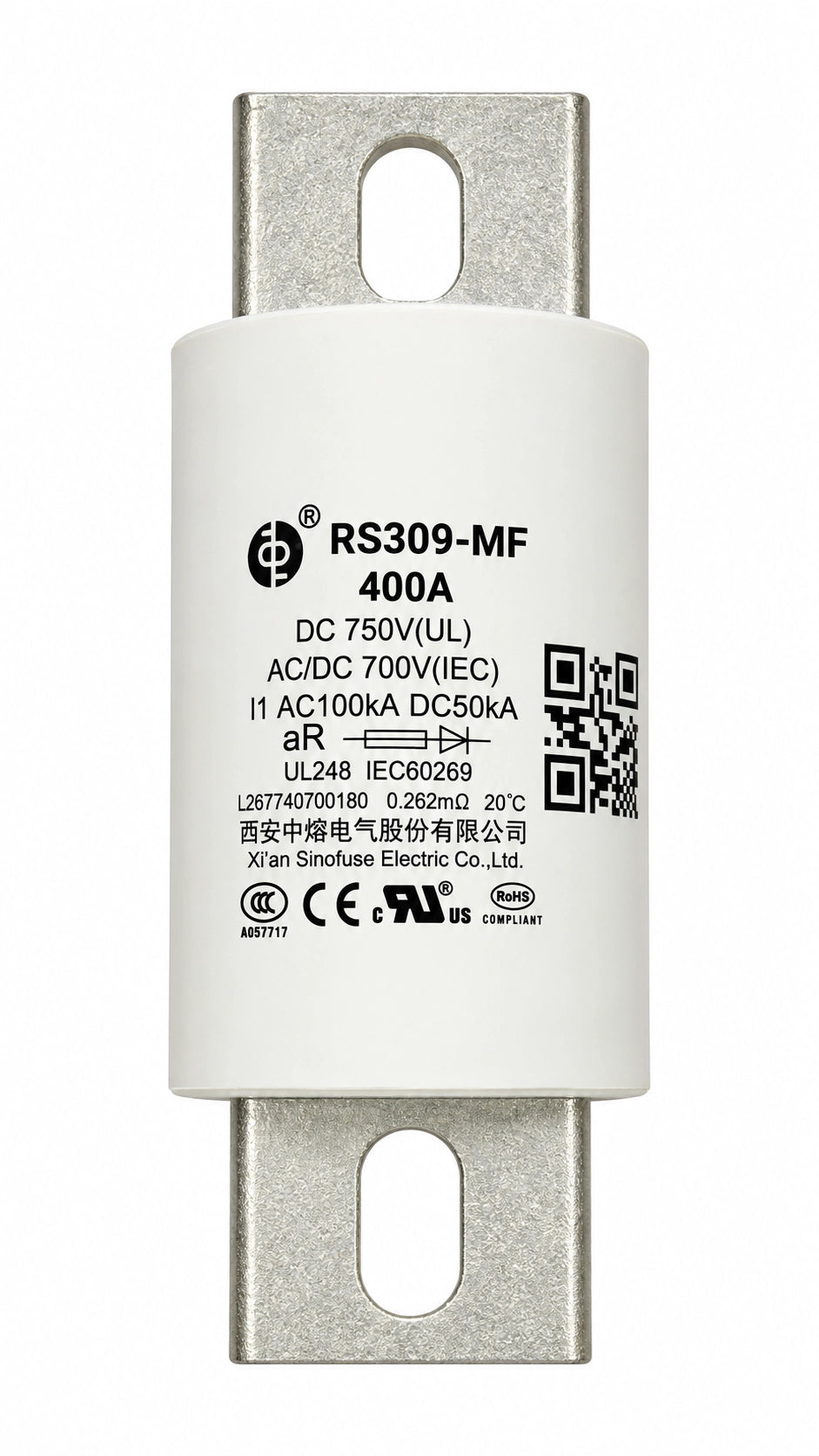 SINOFUSE RS309-MF-600A Bolt-Mounted High-Speed Fuse, 600A, 700V AC/DC
