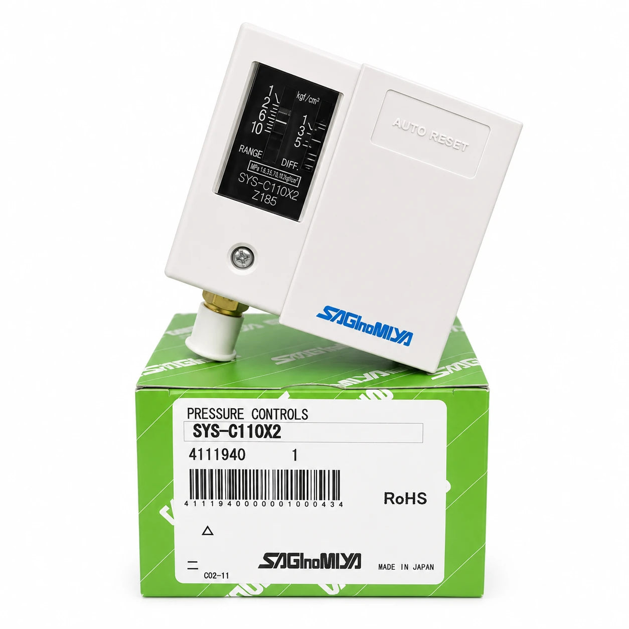 Saginomiya SYS Series Single Function Pressure Controls, X2 kgf/cm² Scale, Automatic Reset