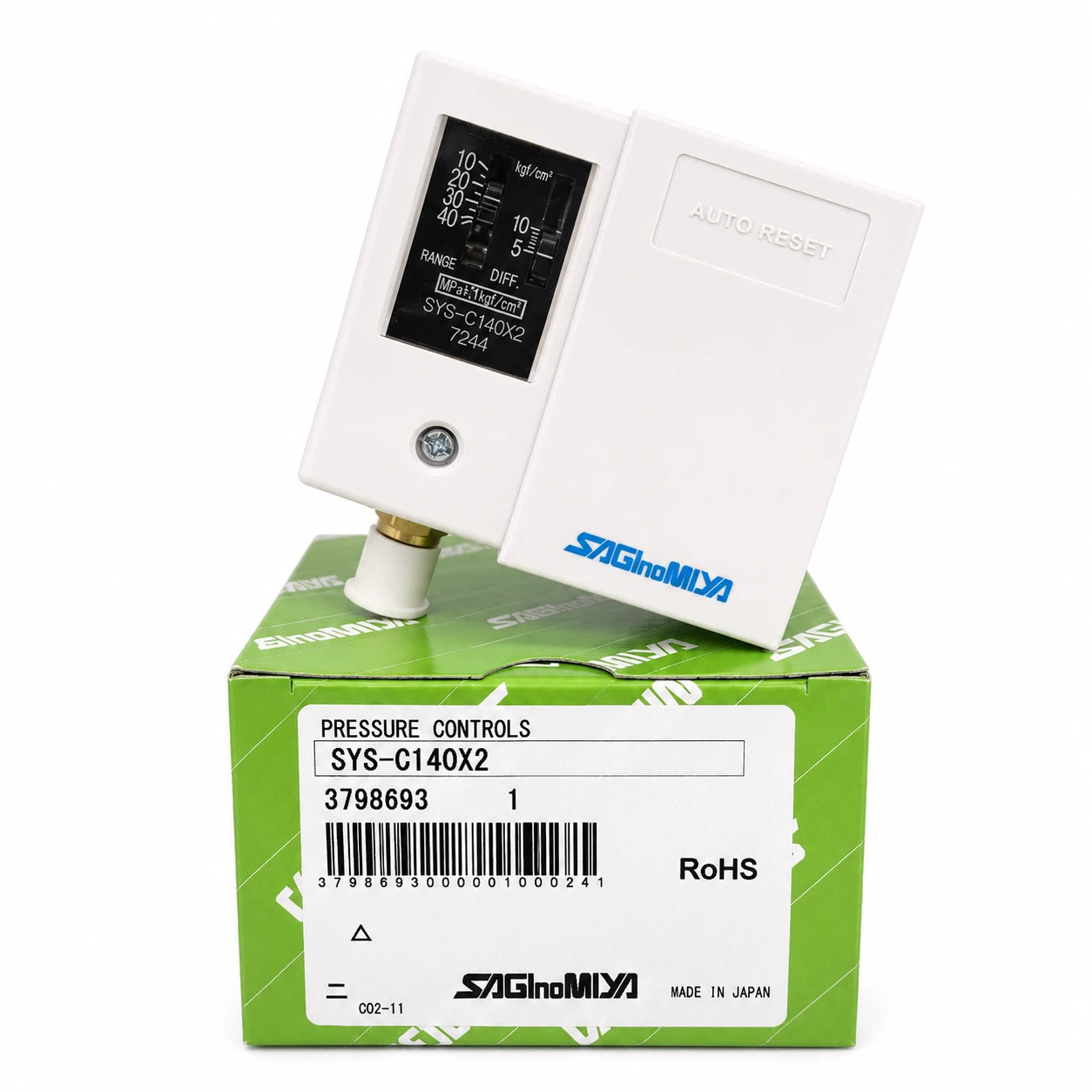 Saginomiya SYS Series Single Function Pressure Controls, X2 kgf/cm² Scale, Automatic Reset