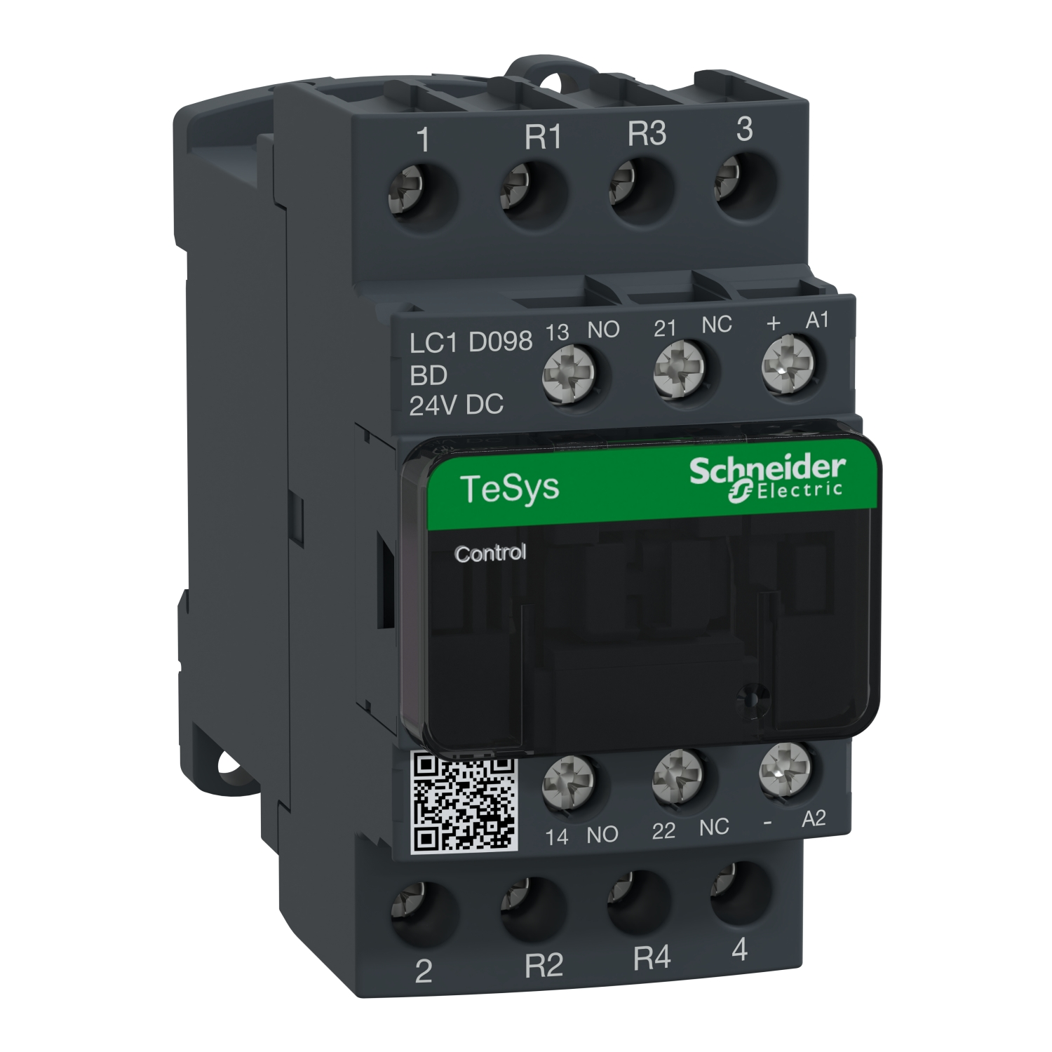 Schneider LC1D098 TeSys Deca Contactor - AC and DC Coil Voltage Options - Front View Matrix