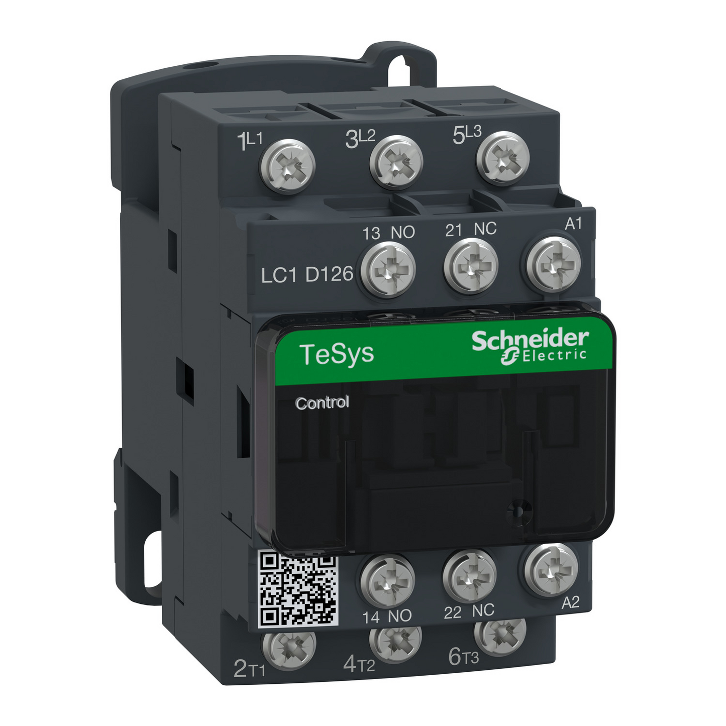 Schneider LC1D126 TeSys Deca Contactor - 12A 3-Pole Motor Starter - Front View Coil Selection