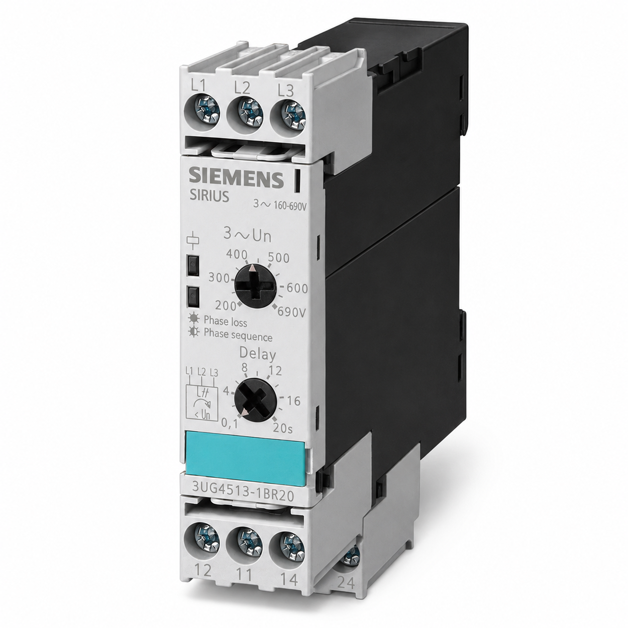 Siemens 3UG4513-1BR20 Phase Monitoring Relay - 160 to 690 V AC - Front View
