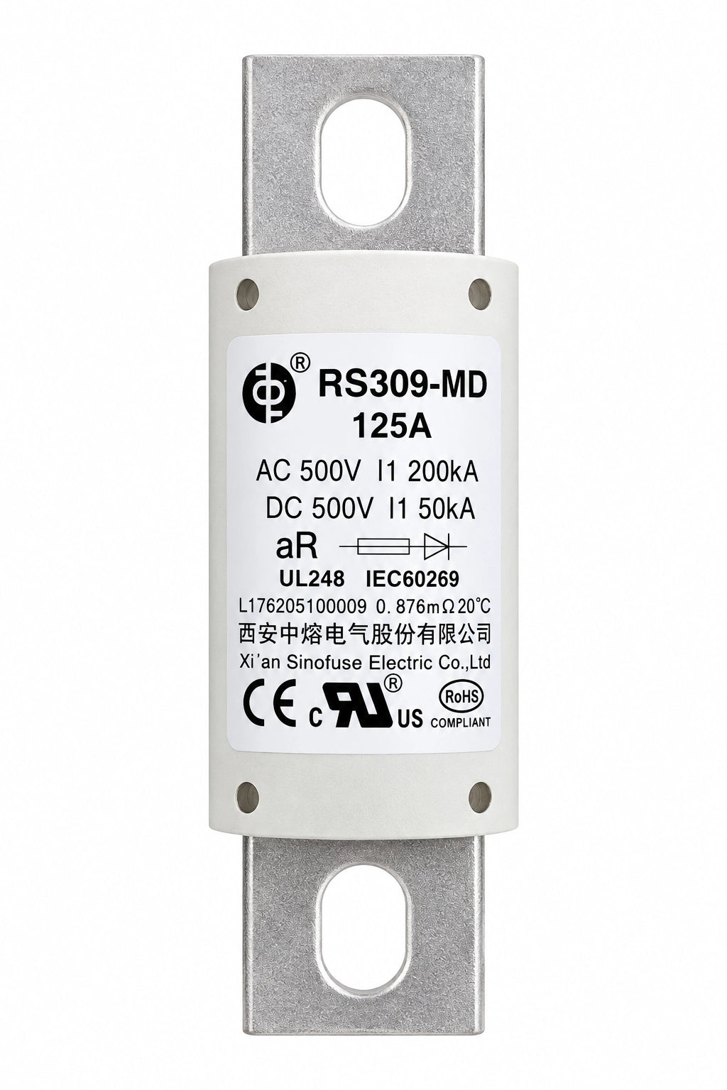 Sinofuse RS309-MD-600A RS309-MD Series High-Speed Fuse, 600A, 500V AC/DC
