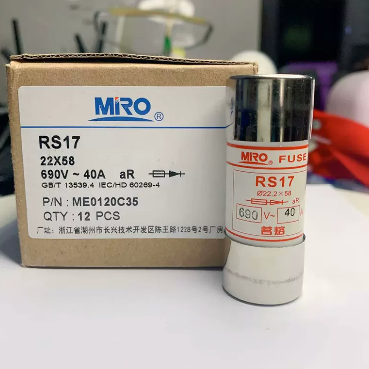 MIRO RS17 50A Semiconductor Protection Fuse - 690V 22.2x58mm - Cylindrical Cartridge Profile