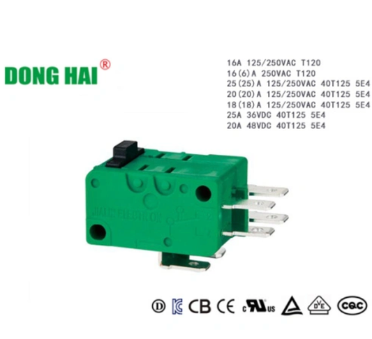 DONGHAI KW3-0Z-C127033L-2 Micro Switch - 16A 250VAC SPDT Long Life - Perspective Perspective View