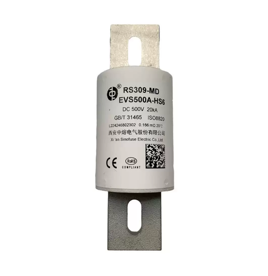 Sinofuse RS309-MD EVS500A-HS6 High-Speed Fuse - 500V DC 500A - Front View