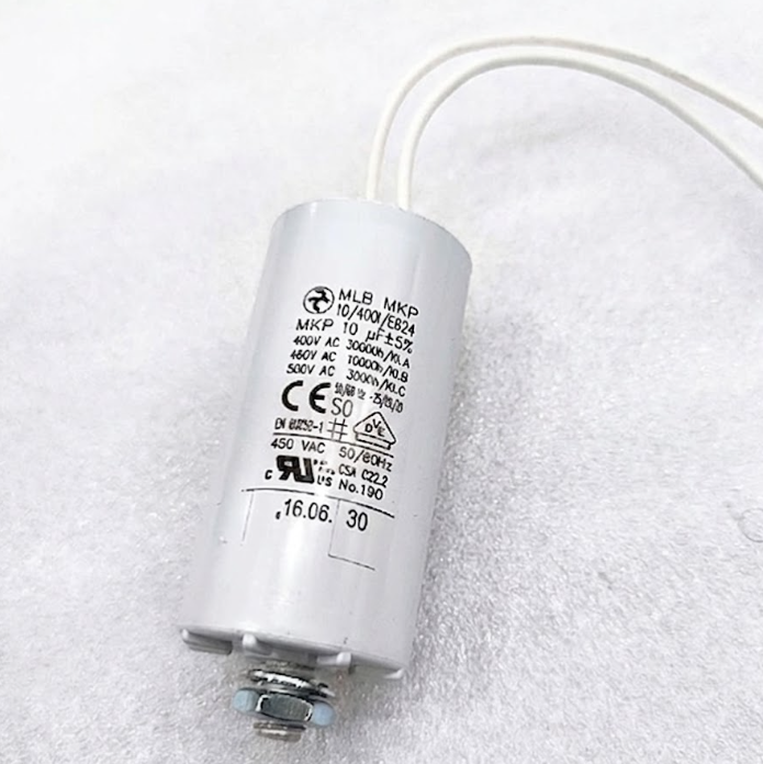 Hydra MLB MKP 10/400I/E624 Motor Run Capacitor - 10uF 400VAC - Front View