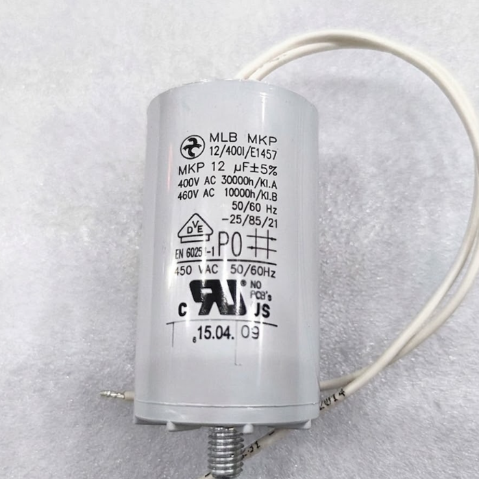 Hydra MLB MKP 12/400I/E1457 Motor Run Capacitor - 12uF 400VAC - Front View