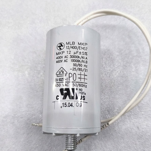 Hydra MLB MKP 12/400I/E1457 Motor Run Capacitor - 12uF 400VAC - Front View