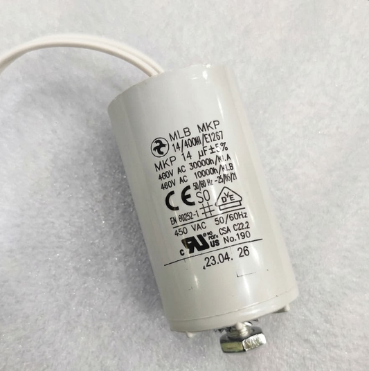 Hydra MLB MKP 14/400III/E1267 Motor Run Capacitor - 14uF 400VAC - Front View