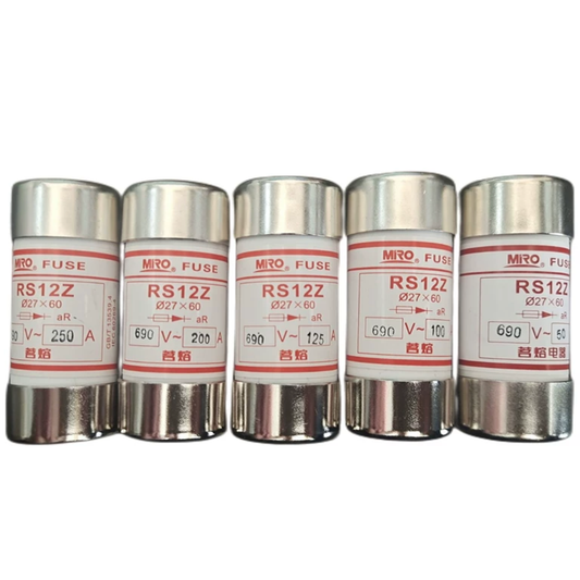 MIRO RS12Z aR Fuse 100A 690V - Φ27×60 Cylindrical Semiconductor Protection Fuse - Front View