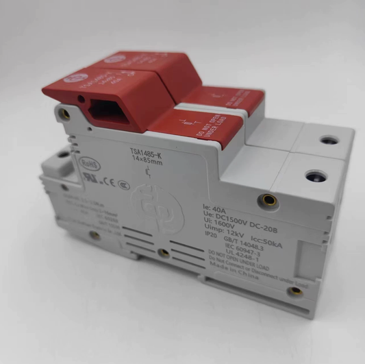 Sinofuse TSA1485-K Photovoltaic Fuse Holder - 1500VDC 40A - Isometric View