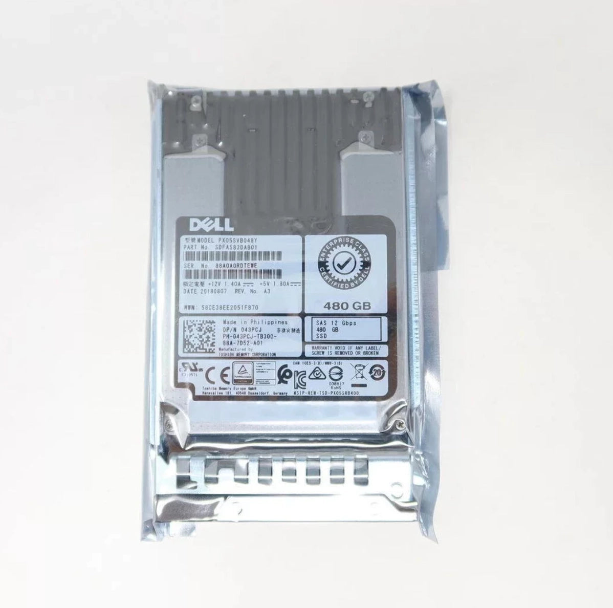 KIOXIA PX05SVB048Y Enterprise Mixed Use SSD - 480GB 12Gbit/s SAS - Product Image