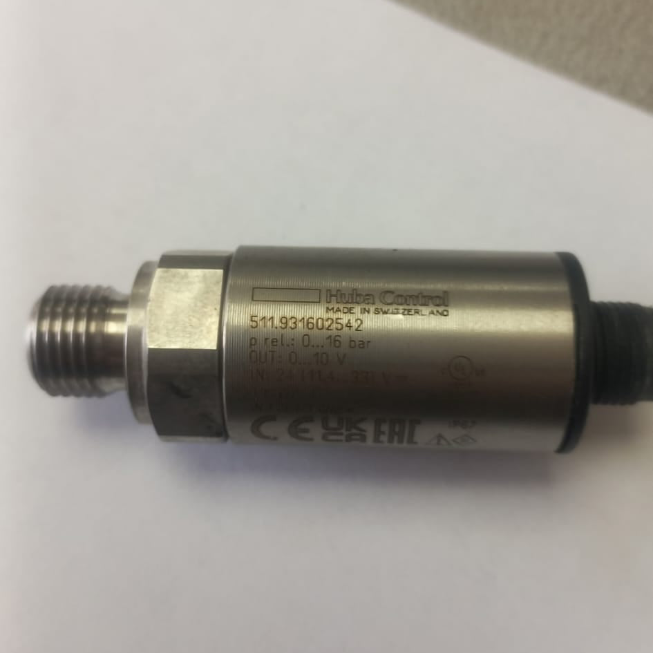 Huba Control 511.931602542 Pressure Transmitter - 0-15 psi Absolute - Product Label and Construction View