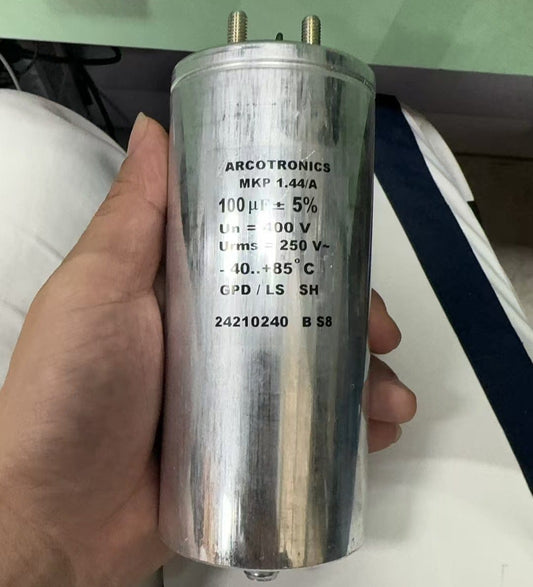 Arcotronics MKP 1.44/A Capacitor - 100 µF 400V - Front View