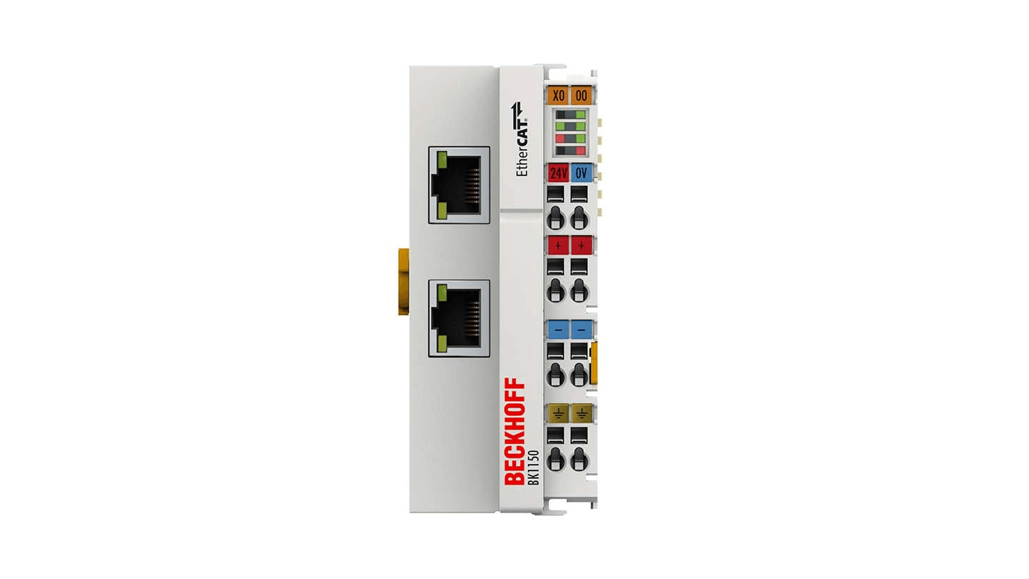 Beckhoff Ethernet Module Beckhoff BK1150 EtherCAT Compact Bus Coupler, 2x RJ45 100 Mbit/s, 1024 In/1024 Out, 24V DC, 44×100×68 mm