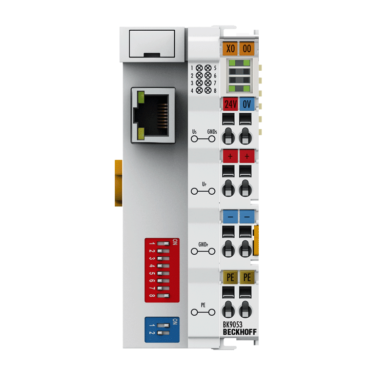 Beckhoff Ethernet Module Beckhoff BK9053 PROFINET Compact Bus Coupler, RJ45 10/100 Mbit/s, 512 In/512 Out, 24V DC, 44×100×68 mm