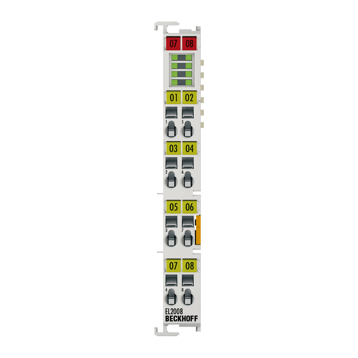 Beckhoff Ethernet Module Beckhoff EL2008 EtherCAT Terminal 8-Channel Digital Output, 24V DC, 0.5A Per Channel, 12×100×68 mm