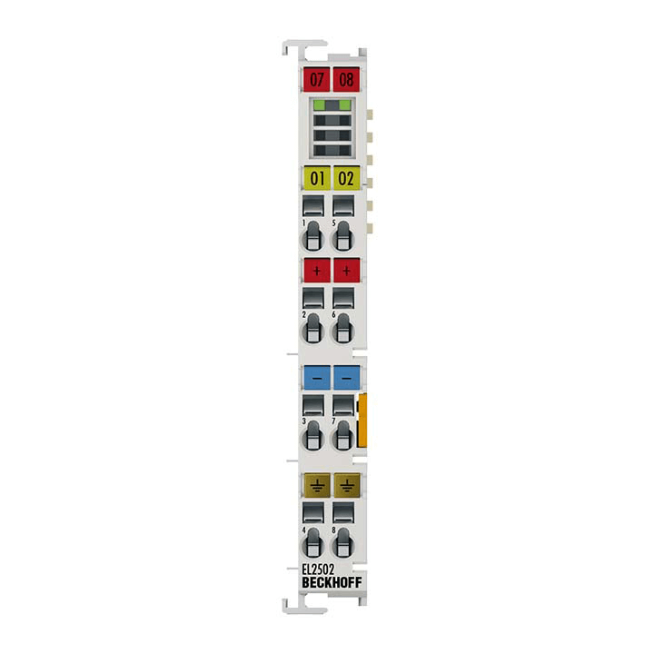 Beckhoff Ethernet Module Beckhoff EL2502 EtherCAT Terminal PWM Output, 24V DC, 0.5A/Ch, 1 Hz–125 kHz, 2 Channels, 12×100×68 mm