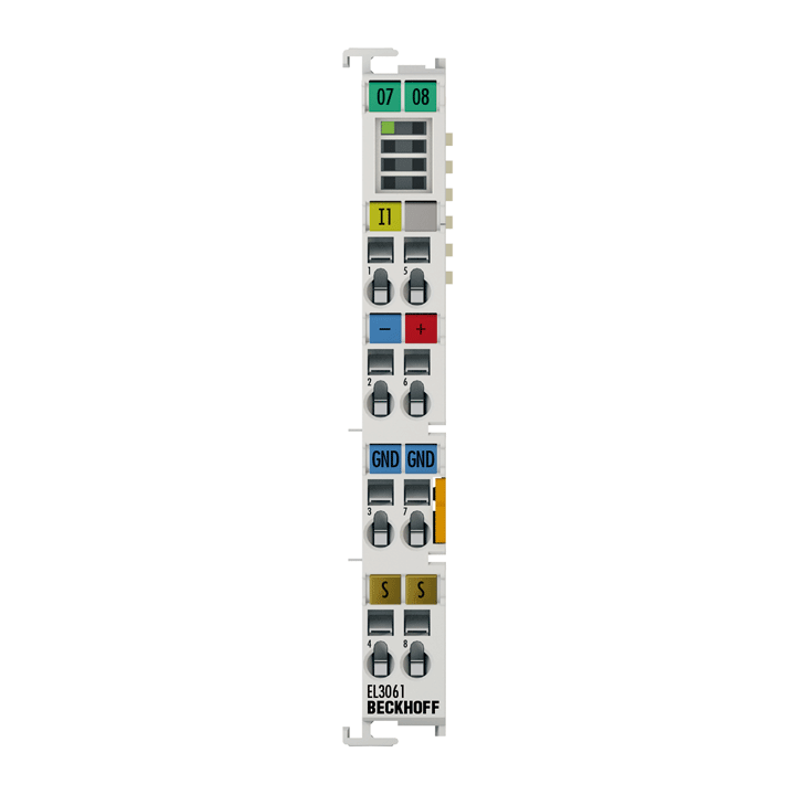 Beckhoff Ethernet Module Beckhoff EL3061 EtherCAT Terminal Analog Input, 0–10 V, 12-bit, 1 Channel, 12×100×68 mm