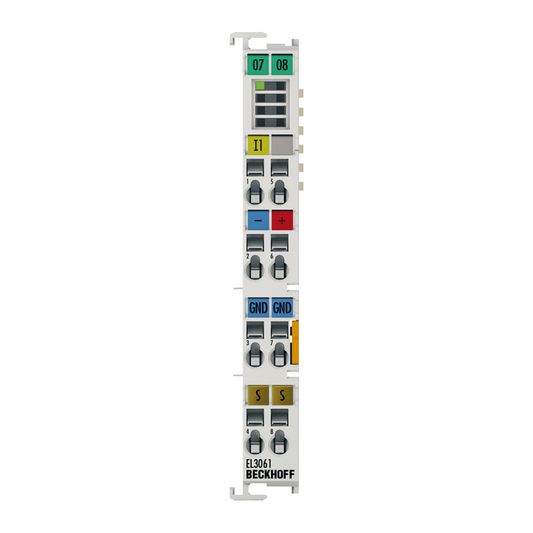 Beckhoff Ethernet Module Beckhoff EL3061 EtherCAT Terminal Analog Input, 0–10 V, 12-bit, 1 Channel, 12×100×68 mm
