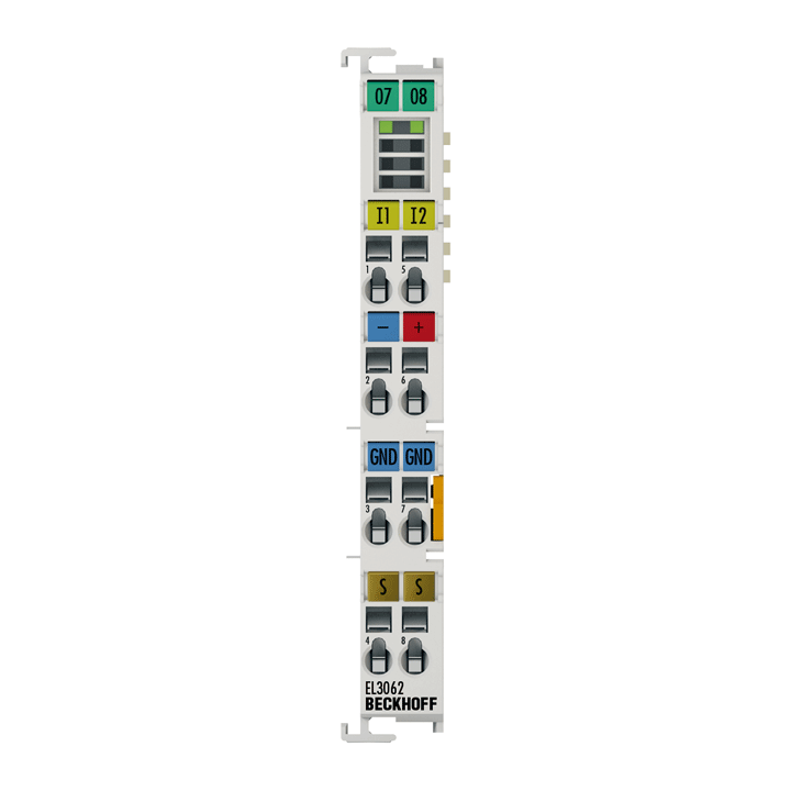 Beckhoff Ethernet Module Beckhoff EL3062 EtherCAT Terminal 2-Channel Analog Input, 0–10 V, 12-bit, 12×100×68 mm