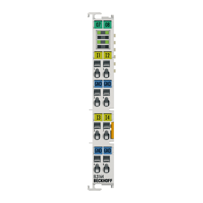 Beckhoff Ethernet Module Beckhoff EL3164 EtherCAT Terminal Analog Input, 0–10 V, 16-bit, 4 Channels, 12×100×68 mm