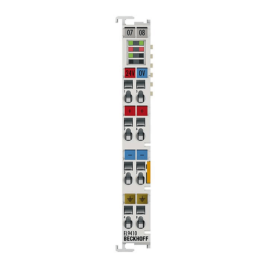 Beckhoff Ethernet Module Beckhoff EL9410 EtherCAT Terminal Power Supply, 24V DC Input, 5V/2A E‑bus Output, 12×100×68 mm